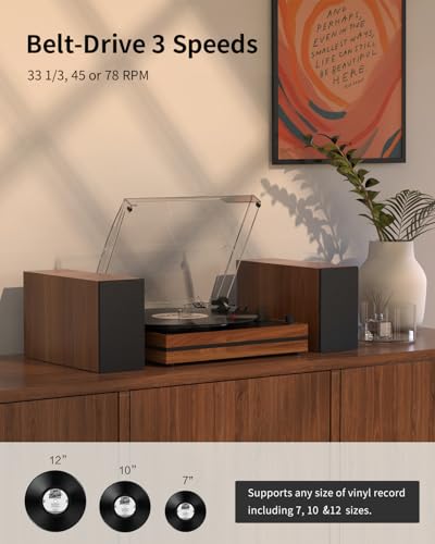 Seasonlife R612 Vintage Record Player With External Speakers Belt-Drive Turntable thumb #1
