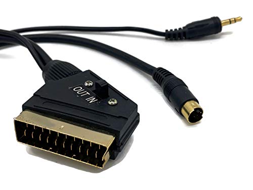 eXODA câble S-Video Jack 3,5mm vers Scart 3m avec interrupteur IN OUT pour PC portable à connecter à un moniteur TV ou projecteur transmission de signal...