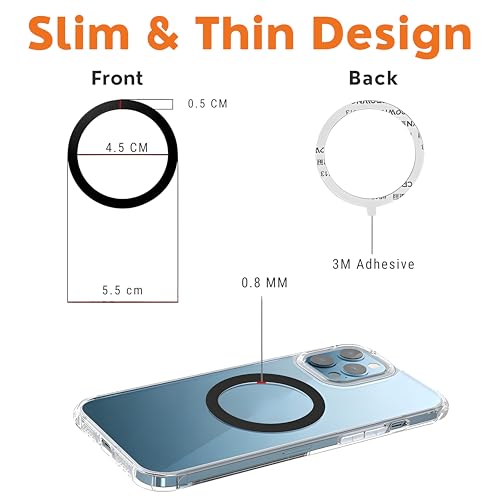 Image of BIJASANI Self-Adhesive Non-Magnetic Metal Rings Use for Phone Holder- Metal Round Plates are Not Made of Magnetic Material, Material :- Alloy Steel (Rings 4 Plates 4)