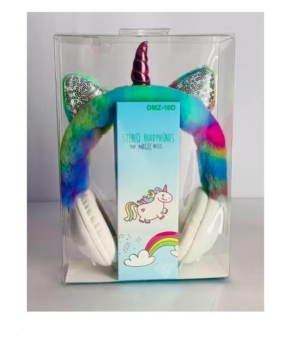 Image of ECLET Unicorn Kids Headphones for Girls Children Teens,Cute Cat Ear Wired Headphones w /Microphone Over On Ear Headset for School Birthday Xmas Unicorn Gift with Pouch