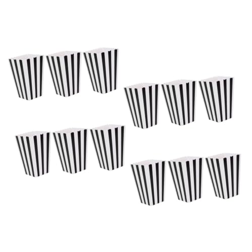 Healifty 12pcs Decorative Popcorn Boxes Lightweight Paper Containers Night Party and Events Safe and Reliable Snack Packaging