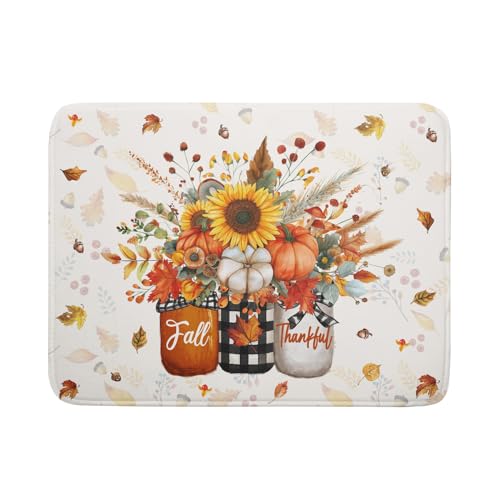 Giwawa PUMPKIN VASE DISH DRYING MAT Autumn Pumpkin Dish Drying Mat 18X24 Inch Sunflower Flower Vase Washable Draining Mat cover