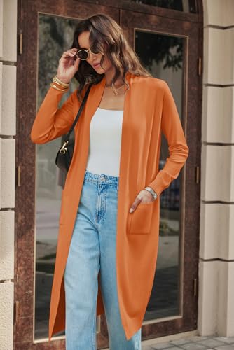 Image of GRACE KARIN Essential Solid Open Front Maxi Long Knitted Cardigan Sweater for Women