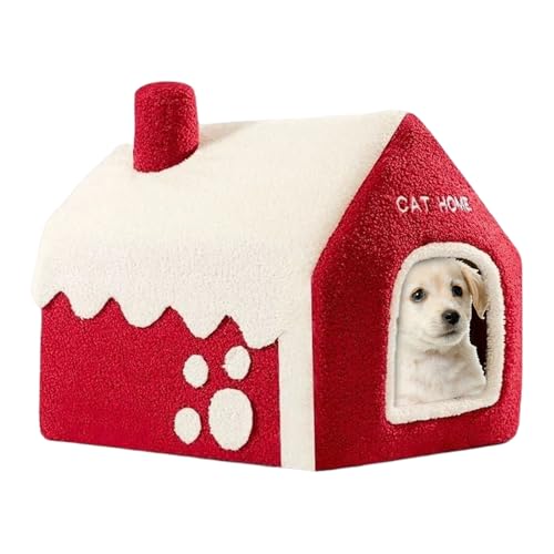 Morbida cuccia per cani a forma di casa di neve - Calda cuccia in peluche, rifugio per animali pelosi con | Confortevole e accogliente invernale per gatti e cuccioli, tana interna imbotti