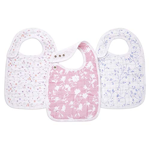 aden + anais 出産祝い ベビーギフト モスリンコットン スナップビブ 3枚セット mon Fleur 3枚 ASNC30006J 32x24センチメートル