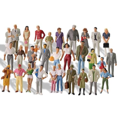 OUDQFCJ 50-Teiliges Set Kleine Figuren Menschen Miniaturfiguren Modelleisenbahn Figuren Verschiedene Posen Spielfiguren (Maßstab 1:87)