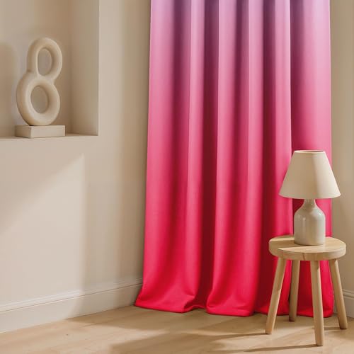 Image of Ultimate Trends Room Darkening Ombre Curtain | Polyester Gradient | Room Doors and Window| 5 FEET Pack of 2,Orchid Rose