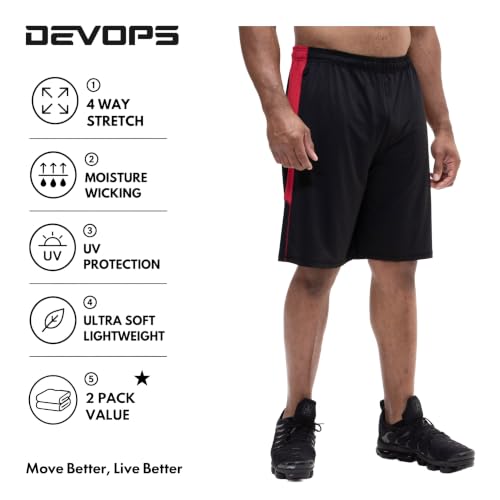 Image of DEVOPS Men's 2-Pack Loose-Fit 10 inch Workout Gym Shorts with Pockets