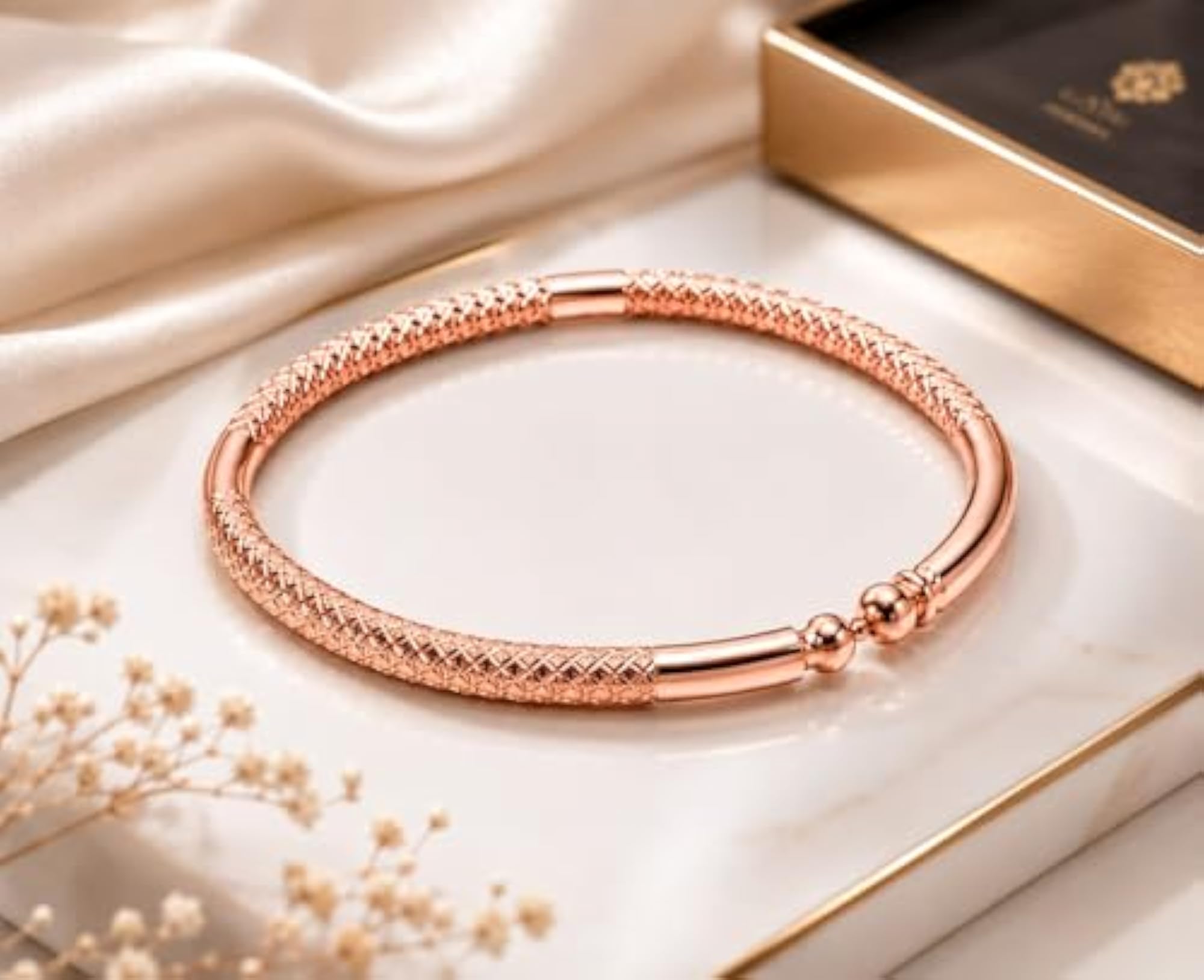 Kashi Pure Copper Adjustable Bangle Bracelet for Men & Women