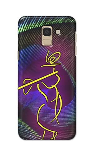 Image of PRINTFIDAA Lord Krishna On Peacock Feather Hard Back Cover for Samsung Galaxy J6 (2018) (5.6 inch) / Samsung On 6 (2018), J600F / DS Back Cover -(P6) KAT1007