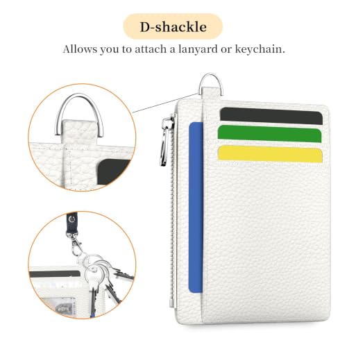 Image of Hancynir White Minimalist Small Wallet Women Credit Card Holder RFID Slim