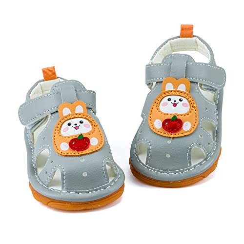 Image of SOFMUO Baby Boys Girls Squeaky Sandals Non-Slip Soft Rubber Sole Closed Toe Infant Summer Outdoor Shoes Toddler First Walkers