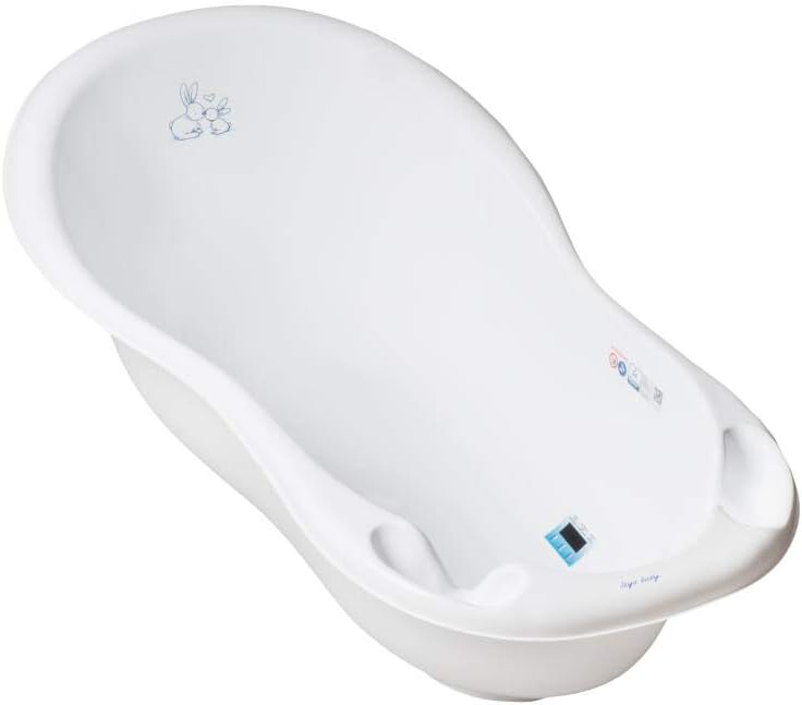 Baby Bath TUB with Thermometer Infant WASHTIME Toddler Kids Bathing Large 102CM (Bunny White)