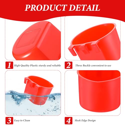 60 Pieces Cage Cups Birds Hanging Feeders Seed Bowl 8 oz Plastic Chicken Feeder Water Bowl Hanging Chicken Waterer Feeding Watering Dish Coop Cups for Gamefowl Parrot Parakeet Poultry(Red)
