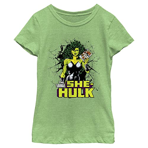 Marvel Classic Hulk Reads Girls Short Sleeve Tee Shirt