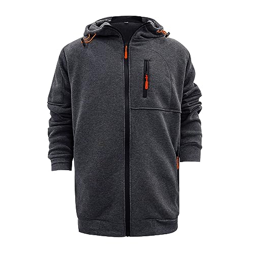 Hoodie for Men Full Zip Up Sweatshirts Long Sleeve Oversized Pullovers Tops Casual Fall Winter Jacket Coat With Pockets3