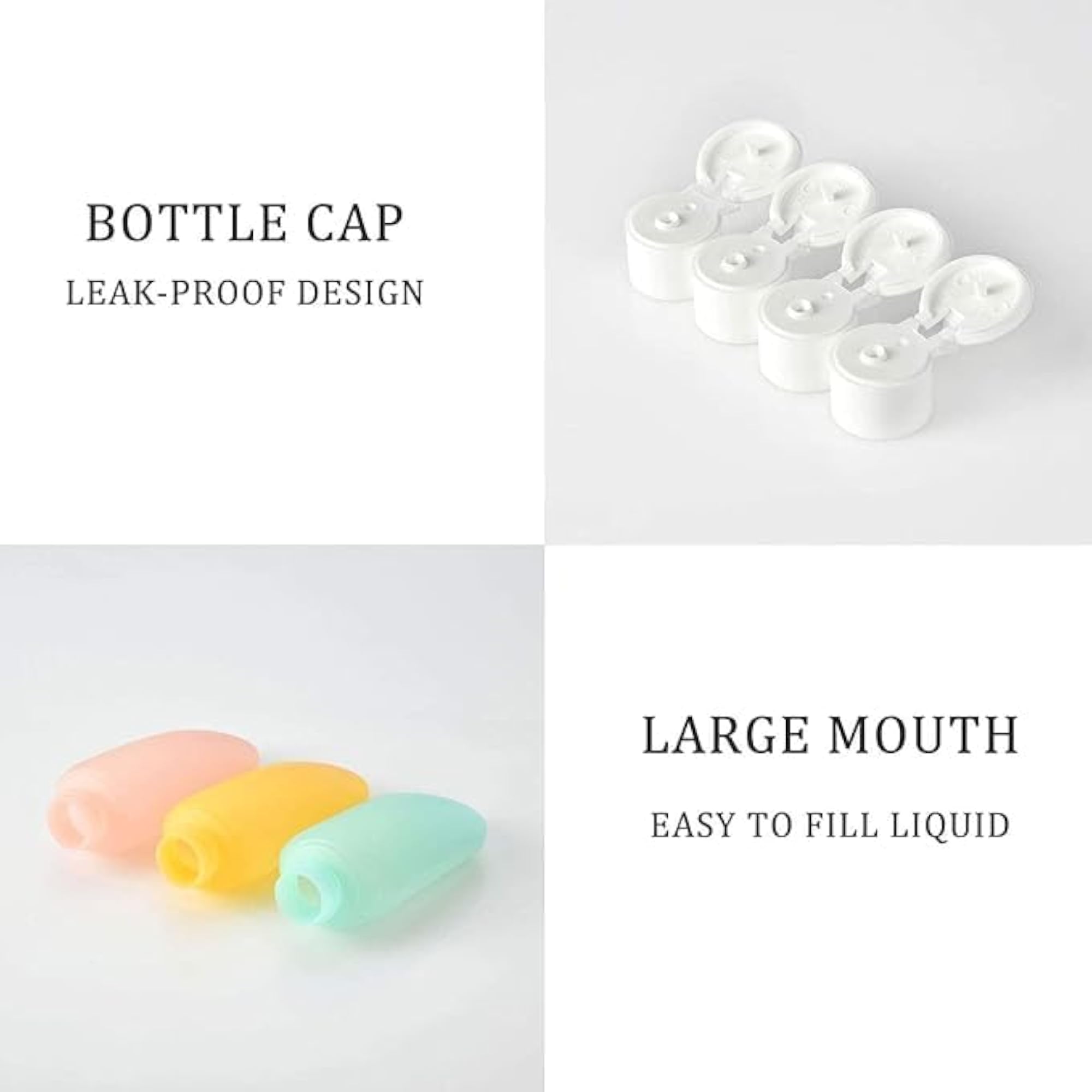 3 Pack Silicone Travel Bottles 60ml Leak-Proof Refillable Squeeze Containers