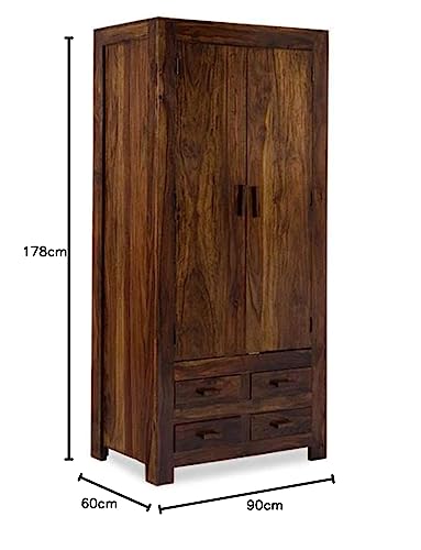 Image of Sheesham Solid Wood Romeo Storage Wardrobe for Bedroom