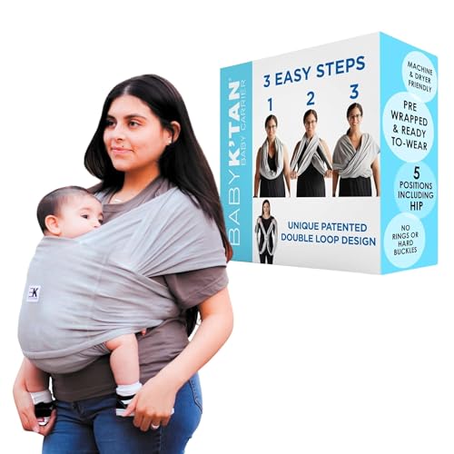 Image of Original Baby K'tan Baby Carrier: #1 Easy Pre-Wrapped, Soft, Slip-On, No Rings, No Buckles | 5 in 1 Baby Sling for Hands-Free Comfort | Heather Grey | X-Large