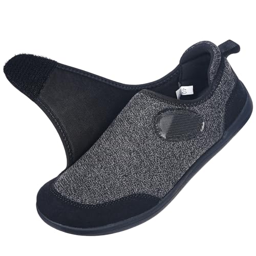 Image of Sisttke Diabetic Shoes for Men Extra Wide Width Adjustable Swollen Feet Orthopedic Shoes Arch Support Barefoot Diabetic Slippers for Edema Elderly Arthritis Indoor Outdoor