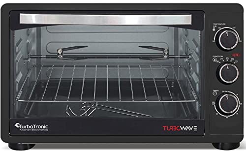 TurboTronic, minioven met draaispies, 23 l, 1500 W, zwart, rood, mini-oven met timer, pizzaoven, grill (black) - Afbeelding 3