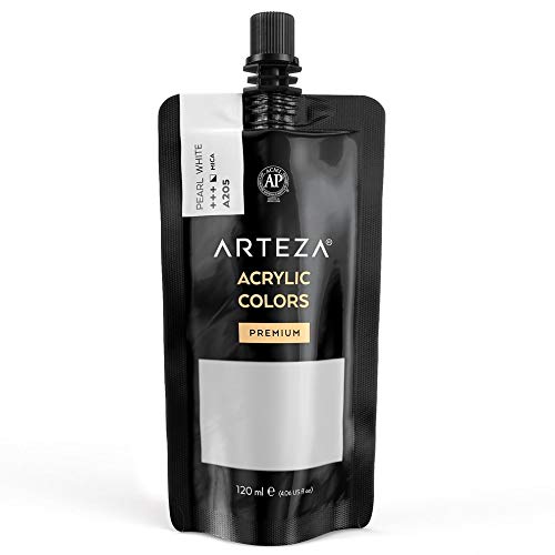 ARTEZAMetallic Acrylic Paint, Pearl Tangerine Orange A214, 120 ml Pouch, Highly Pigmented & Fade-Resistant, Non-Toxic, for Artists & Hobby Painters