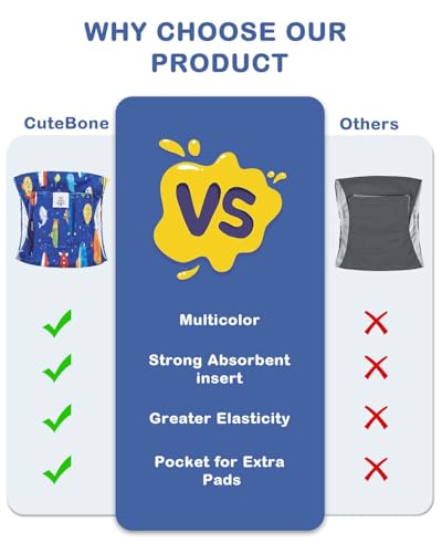 Image of CuteBone Dog Diapers Male 4 Pack Puppy Wraps Reusable Doggie Belly Bands for Male Dogs Small Medium Large