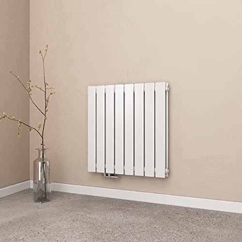 EMKE Radiateur à Eau Chaude Mural Chauffage 63 x 62 cm Radiateur Blanc Horizontal en Acier Double Couche 826W Radiateur Salle de Bain