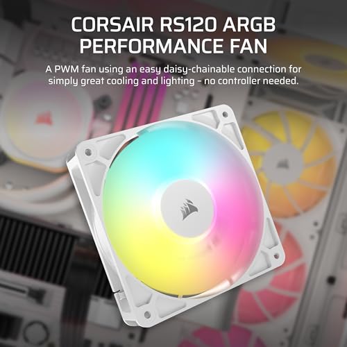 Image of Corsair RS120 ARGB 120mm PWM Fan - Daisy-Chain Connection - Low-Noise - Magnetic Dome Bearing - Single Pack - Black