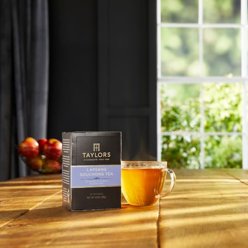 Image of Taylors of Harrogate Lapsang Souchong, Black Tea, Pillow Tea Bags, 50 Count (Pack of 1), Smoky, Rich and Strong, Caffeinated, Enjoy Hot or Iced, 50 Teabags
