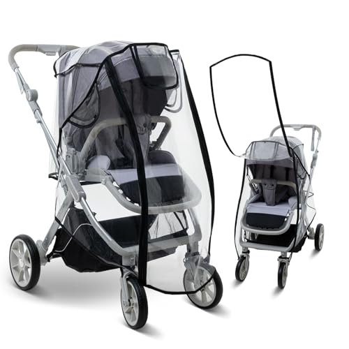 Wemk Regenschutz für Kinderwagen, Regenverdeck für buggy, Kinderwagen Regenschutz Universal mit großem Fenster und Doppelreißverschluss zum Öffnen, Gute Luftzirkulation, Größe L
