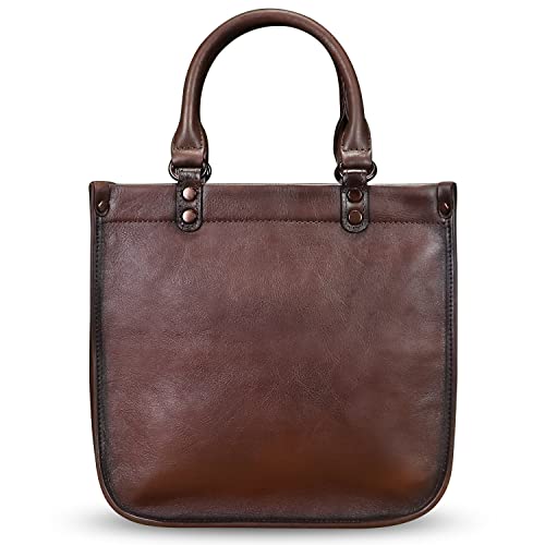 Image of Genuine Leather Handbags for Women Vintage Real Leather Fashion Tote Bag Shoulder Bag Crossbody Bag Satchel Purse
