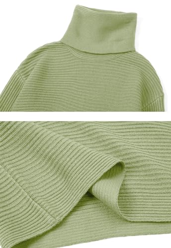 Image of chouyatou Women's Turtleneck 2 Piece Outfits Ribbed Knit Sweater Midi Pencil Skirt Set