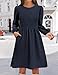 Zeagoo Langarm Kleid Damen Herbst Winter Strickkleid Knielang Herbstkleid Einfarbig Pllover Kleider Tunikakleid Navy Blau M