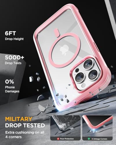 Image of Miracase for iPhone 15 Pro Case 6.1'',with Private Screen Protector,Pink