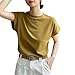 Produktbild Ownwfeat Damen Kurzarm T-Shirt Stricken Tops Loose Casual T-Shirt, gelb, X-Large