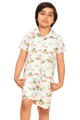 Image of Boys Printed Casual Shirt Short Sleeve Button Down Beach Shirt for Kids