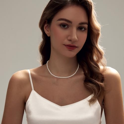 Image of Zeffy Pearl Necklace 4MM /6MM /8MM Dainty Round Imitation Pearl Choker Necklace Wedding Pearl Necklace Delicate Jewelry for Women Simple Bridesmaid Jewelry Gifts