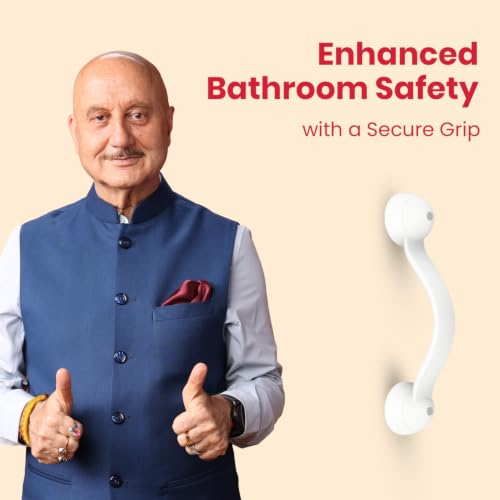 Image of AGEasy (Max Group) Secure Hold Grab Bar (14 inches) | Safety Handrail for Senior Citizen | Anti-Slip Grip Stainless Steel | Elderly & Disability Aid | Wall Mount for Bathroom & Shower