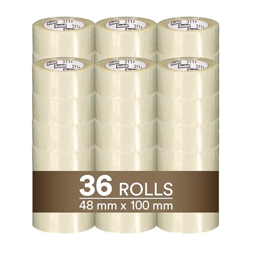 Image of Scotch High Tack Box Sealing Tape 311+, Cold Shipping, Freezer Storage, Clear Color, 48 mm x 100 m, 36 /Case