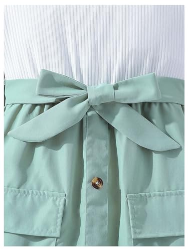 SweatyRocks Girl's Colorblock Sleeveless Dress Ribbed High Waisted A Line Dresses with Belt4