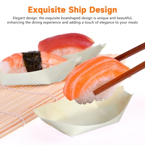 Platos desechables de madera para sushi 150 unidades miniatura 3