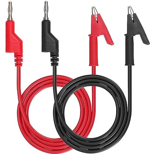 QESSUVNC 2 St&uuml;cke Messleitungen 4mm Multimeter Mit Bananenstecker Zu Krokodilklemmen, 15A 3.3Ft Labornetzteil Kabel F&uuml;r Elektrische Pr&uuml;fung (Rot Und Schwarz)
