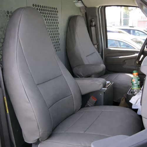 Iggee for Chevy Express Van 2013~2025 Artificial Leather Custom Made Original fit seat Covers with armrest Covers (Charcoal) by Iggee - Used condition - US$162.17