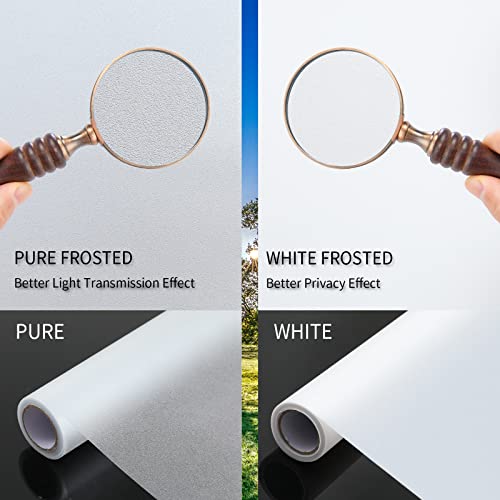 Frosted Glass Window Film,Window Privacy Film Give Away 3 Installation Tools,Window Tinting Film For Home,Static Window Clings Blackout Sun Blocking Heat Control Privacy Protection (Pure17.5"X78.7") #TOP4