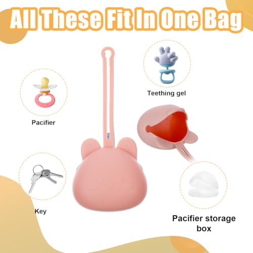 Image of 2 Pack Pacifier Holder Case, BPA-Free Silicone Portable Pacifier Case Holder Pouch for Baby Boys & Girls, Travel Storage Container for Newborn, Diaper & Strollers Rabbit
