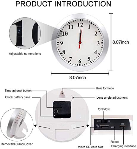 WiFi Wall Clock Camera, NANIBO HD 1080P Nanny Cam DVR with Motion Detection,Real-Time Covert Clock Security Camera Monitor for Home and Office, No Night Vision