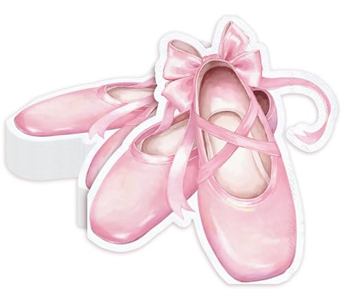 JarThenaAMCS 100Pcs Ballet Slippers Paper Napkin Pink Dancing Girl Disposable Napkins Luncheon Dinner Napkins for Ballerina Birthday Party Supplies Table Decor