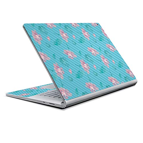 Image of MightySkins Carbon Fiber Skin for Microsoft Surface Book 2 13 inch (2017) - Water Flowers,Protective, Durable Textured Carbon Fiber Finish,Easy to Apply, Remove, and Change Styles,