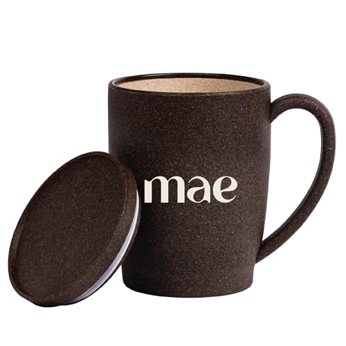 MAE Coffee Mug with Lid | 370 ML | Crafted from Used Coffee Grounds | Eco Friendly & Sustainable Cup | Insulated | Microwave Safe | Travel Friendly | Spill Proof | Office | Home | Gift | Mug | 1 pc